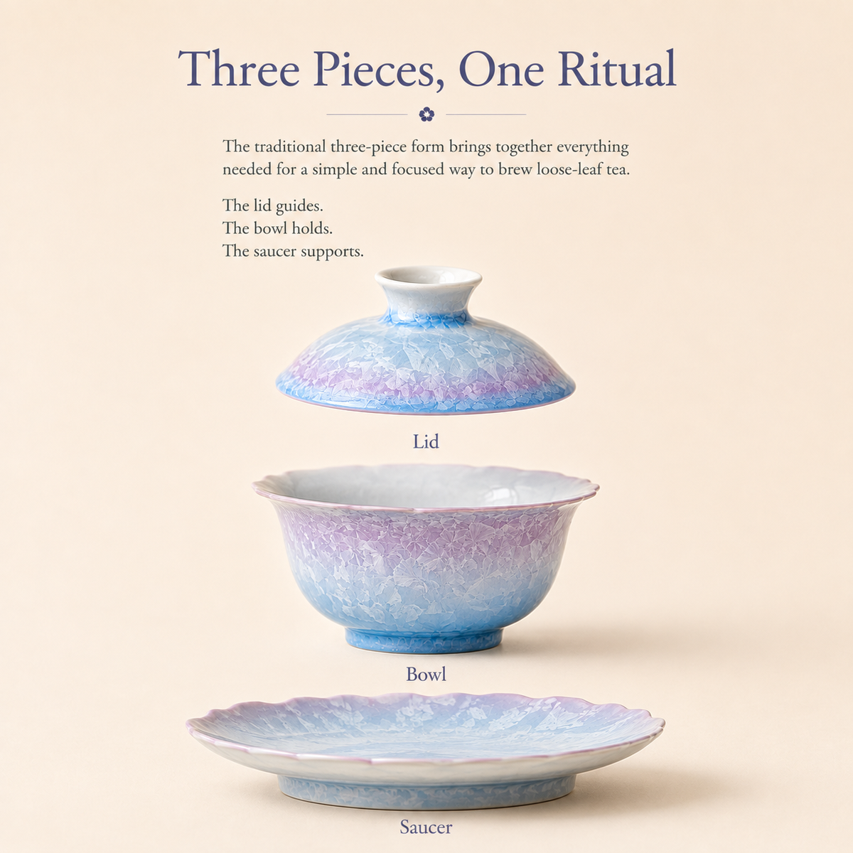 Frosted Blossom Ceramic Gaiwan – 150 mL