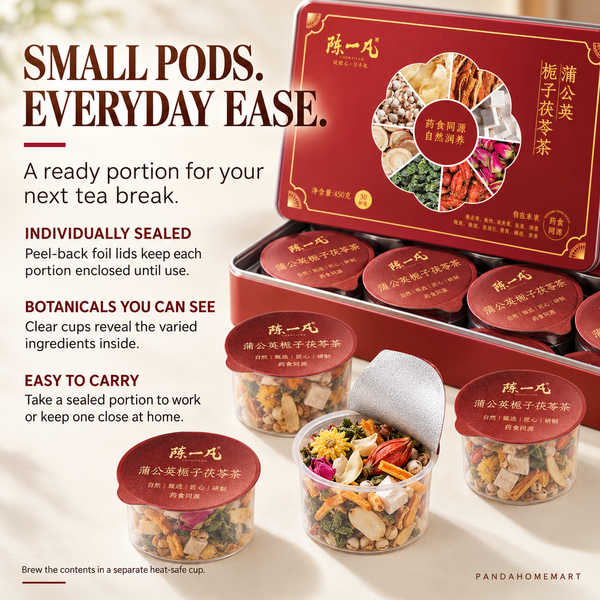 Dandelion, Gardenia & Poria Tea Pods™ — 30 Pods