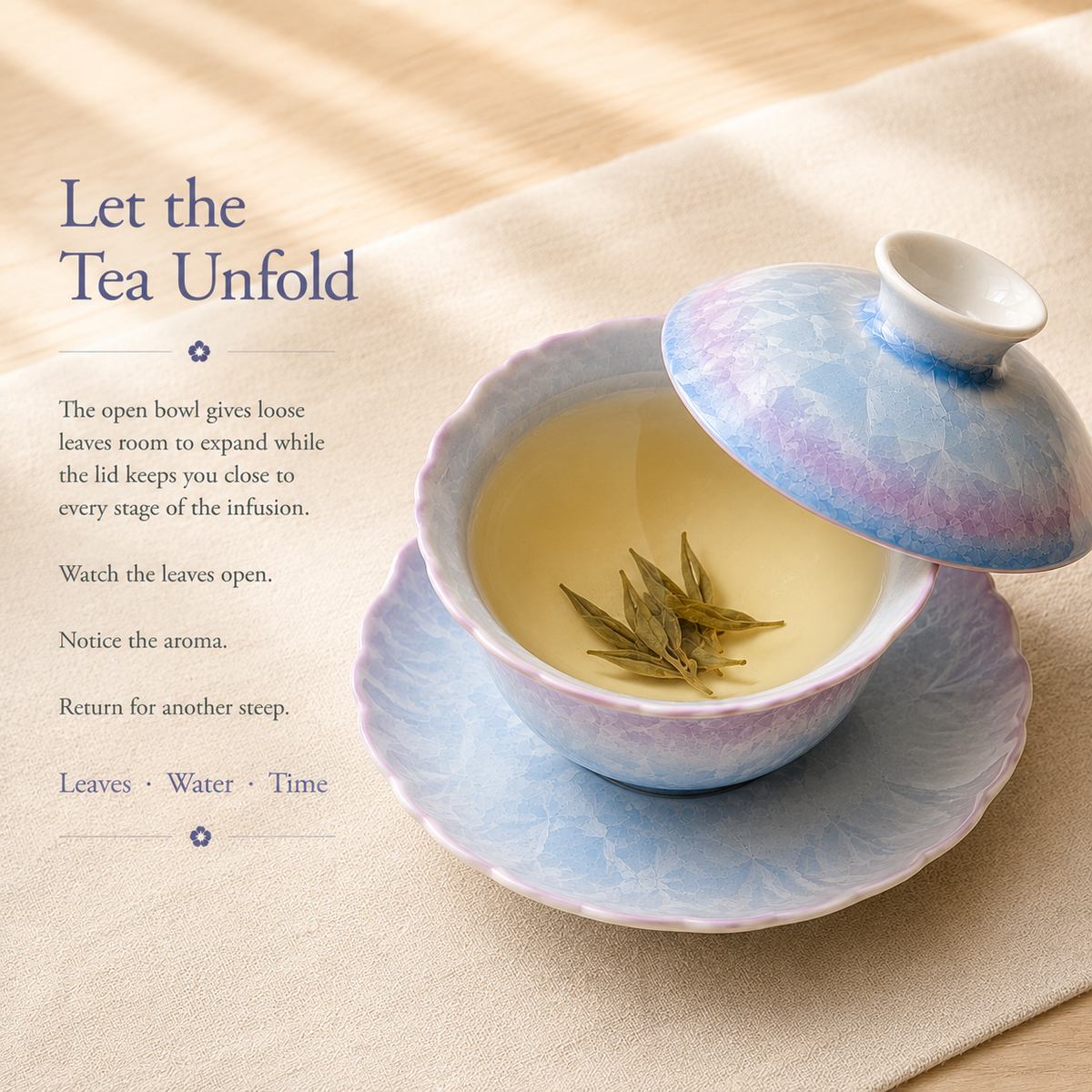 Frosted Blossom Ceramic Gaiwan – 150 mL