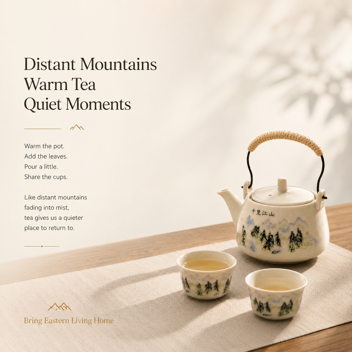Thousand Li Landscape Tea Set – Teapot, 4 Cups & Tray