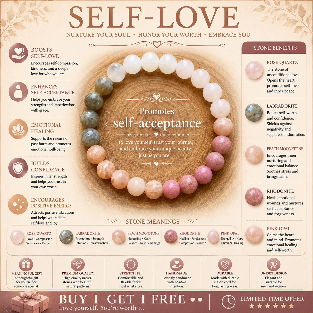 Self-Love Harmony Bracelet™ | Crystal Bracelet for Self-Acceptance & Emotional Healing
