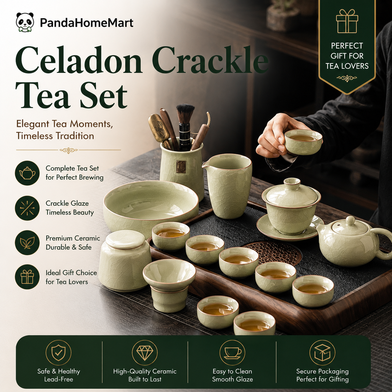 Celadon Crackle Gong Fu Tea Set™ – Traditional Chinese Ceramic Tea Ceremony Collection