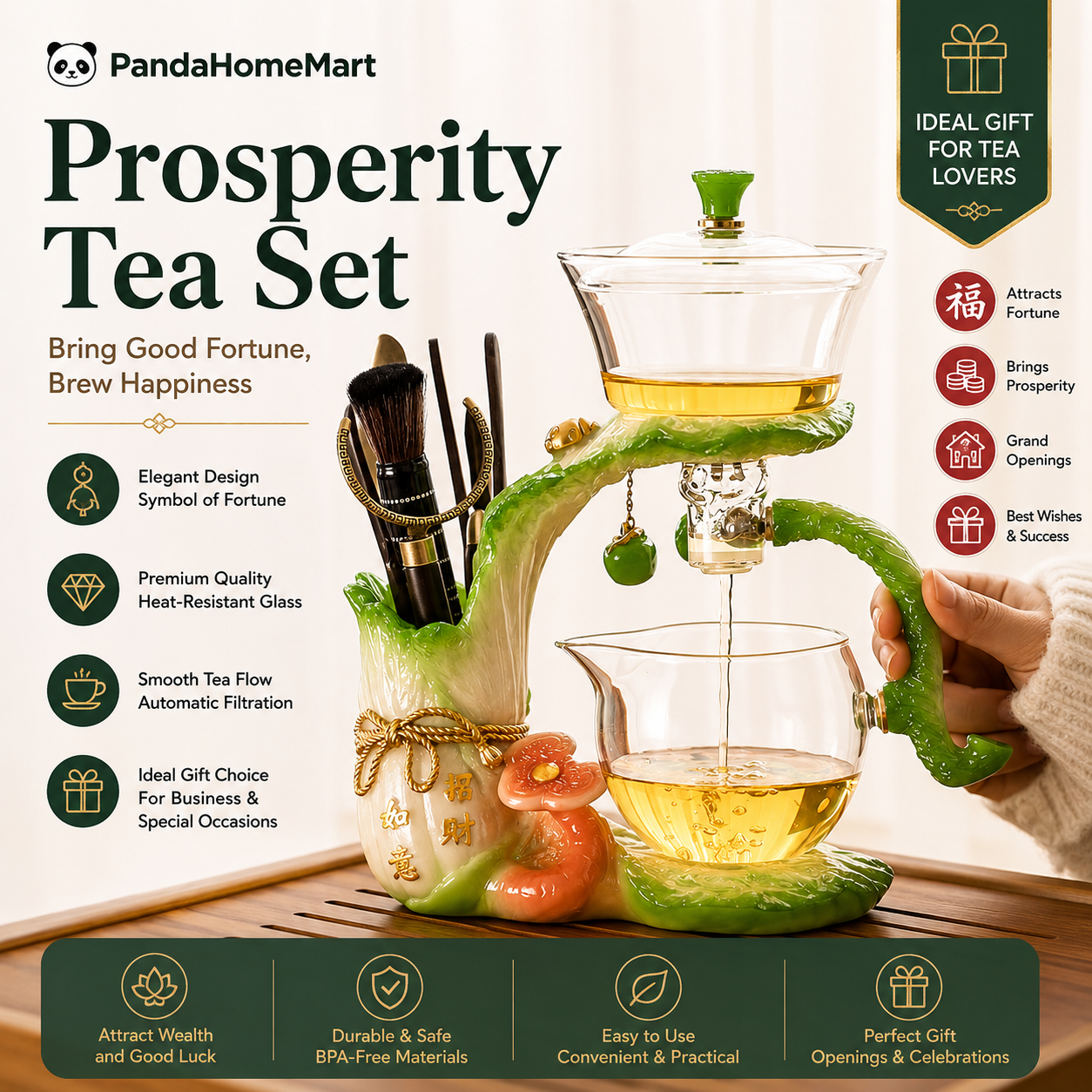 Prosperity Tea Set™ | Automatic Gongfu Tea Set for Fortune, Success & Elegant Tea Moments