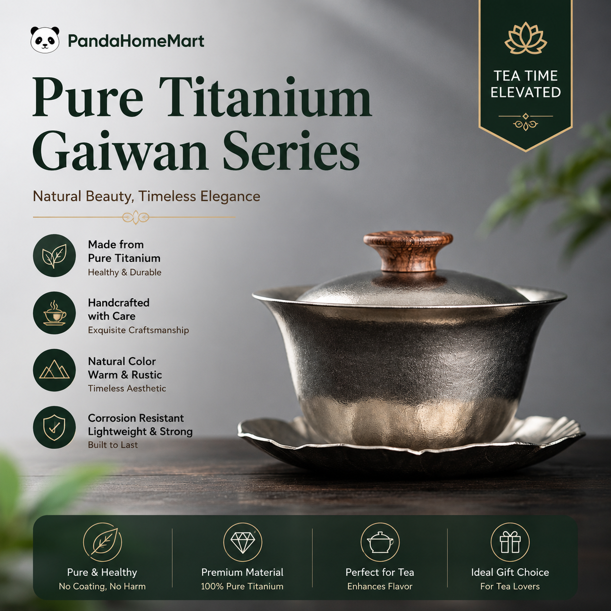 Pure Titanium Gaiwan Series™ | Premium Gongfu Tea Brewing Cup