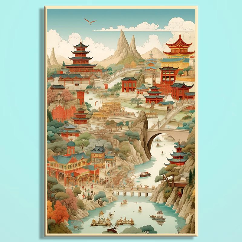 Chinese Aesthetic Wooden Jigsaw Puzzle – Song Dynasty Landscape Puzzle, Traditional Chinese Art Puzzle, Oriental Wooden Wall Decor For Adults