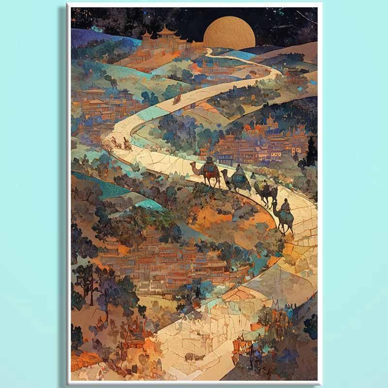 Dunhuang Ancient Charm Wooden Jigsaw Puzzle – Chinese Fantasy Desert Landscape Puzzle, Oriental Healing Art Puzzle, Relaxing Mindfulness Home Decor Gift DHGY011