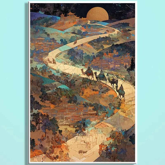 Dunhuang Ancient Charm Wooden Jigsaw Puzzle – Chinese Fantasy Desert Landscape Puzzle, Oriental Healing Art Puzzle, Relaxing Mindfulness Home Decor Gift DHGY011
