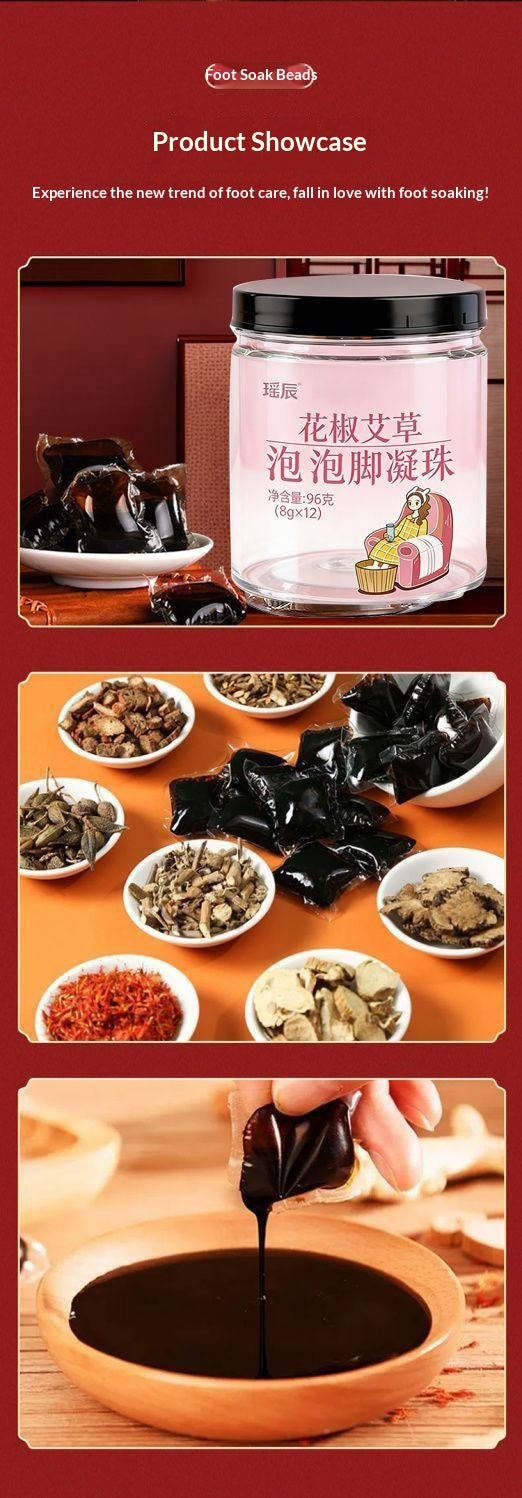 Chinese Herbal Foot Soak Beads – Mugwort & Sichuan Pepper Relaxing Foot Bath for Sleep, Warmth & Oriental Wellness | Home Spa Self-Care Ritual