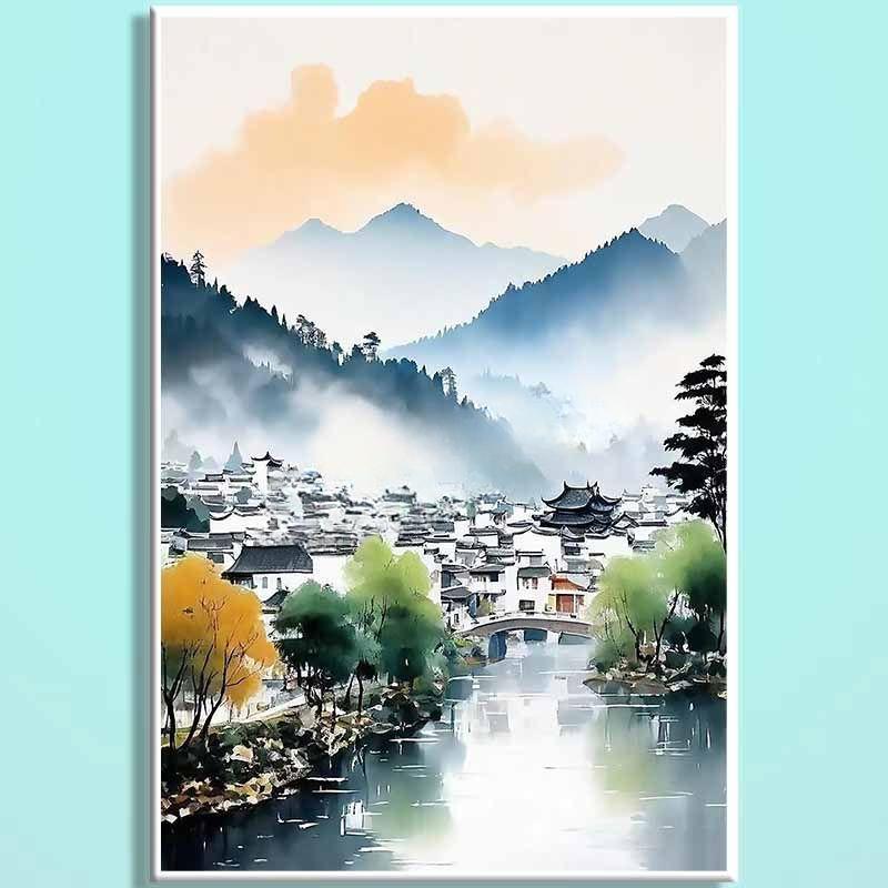 Jiangnan Water Town Wooden Puzzle – Chinese Landscape Art Jigsaw, Oriental Healing Puzzle Decor for Adults & Teens JN01
