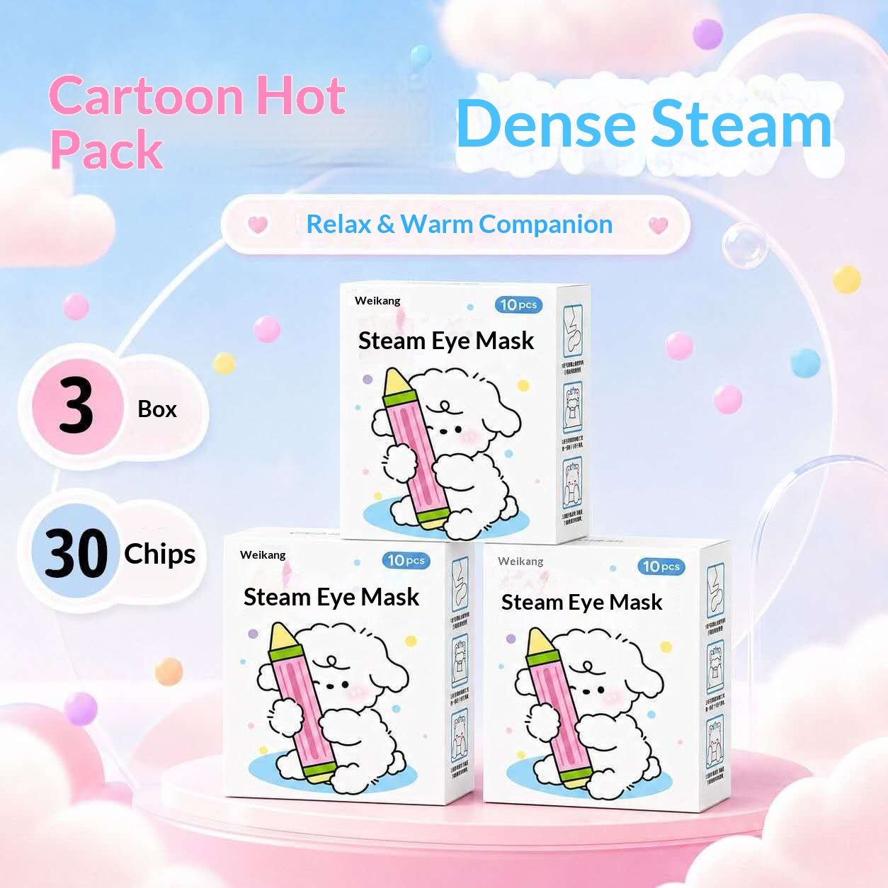 Cute Steam Eye Mask for Sleep & Eye Relaxation – Self Heating Warm Eye Mask for Kids, Students, Screen Users & Bedtime Self Care