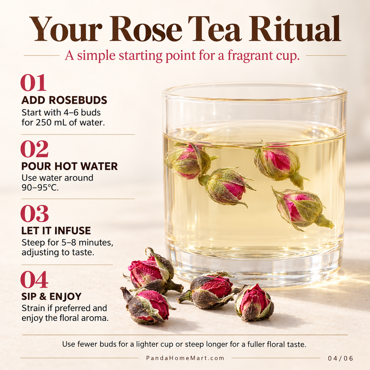 PandaHomeMart Golden Edge Rose Tea 70g Black and Gold Canister
