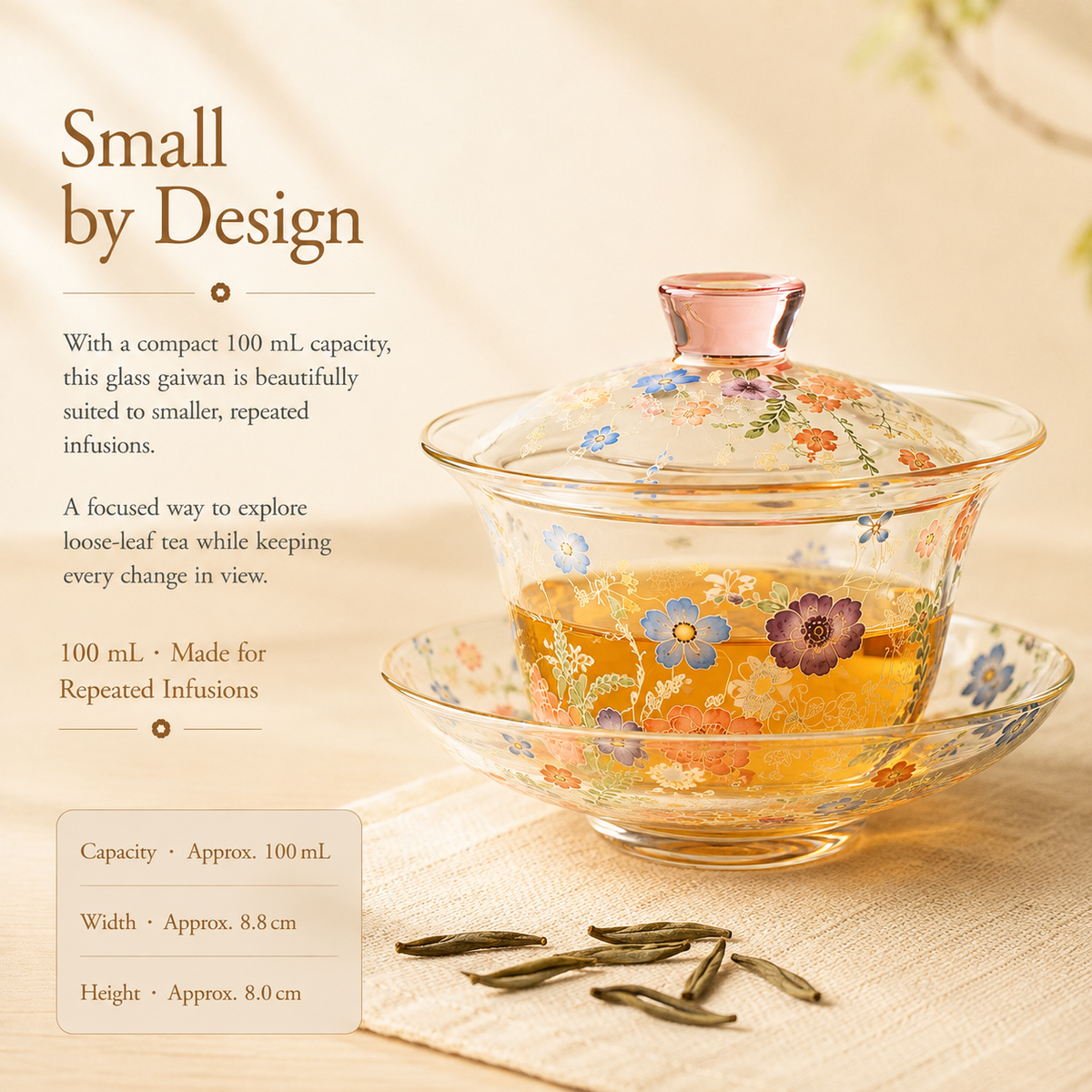 Botanical Blossom Glass Gaiwan – 100 mL