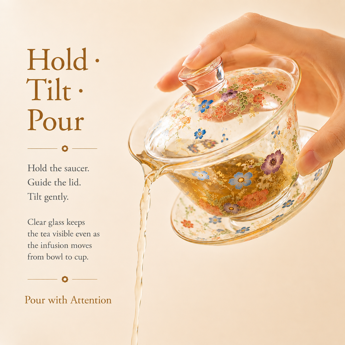 Botanical Blossom Glass Gaiwan – 100 mL