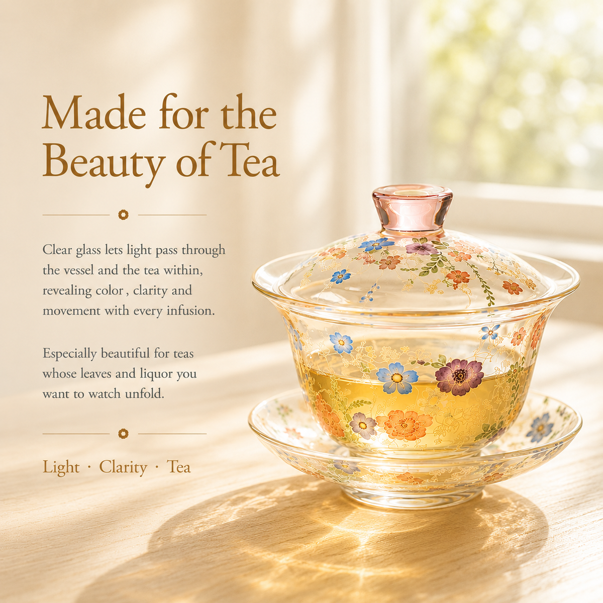 Botanical Blossom Glass Gaiwan – 100 mL
