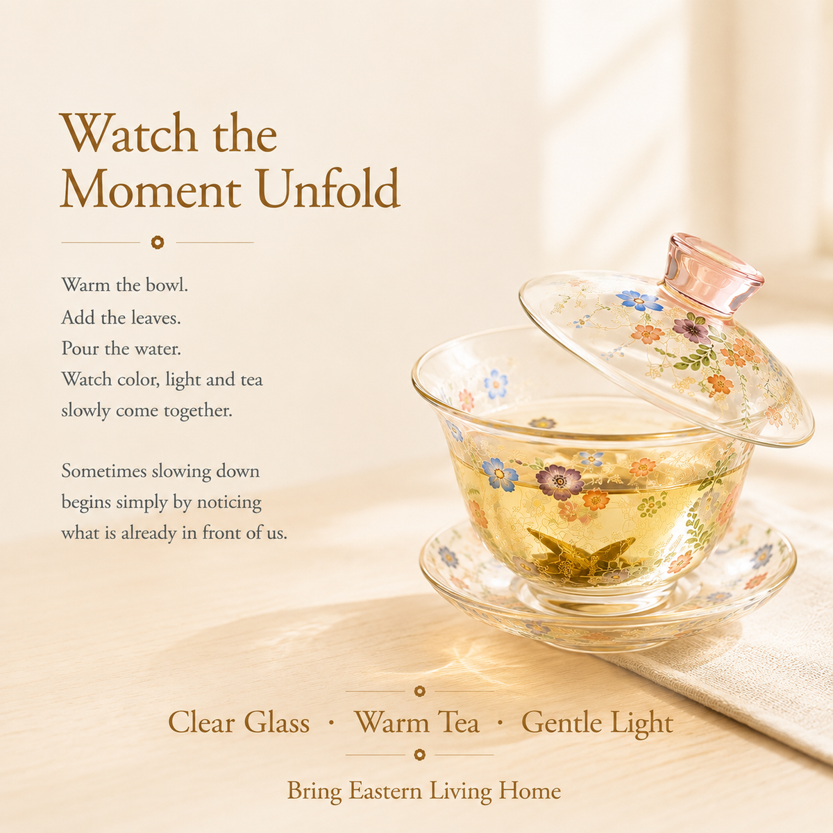 Botanical Blossom Glass Gaiwan – 100 mL