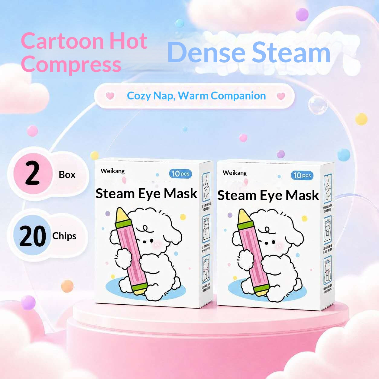 Cute Steam Eye Mask for Sleep & Eye Relaxation – Self Heating Warm Eye Mask for Kids, Students, Screen Users & Bedtime Self Care