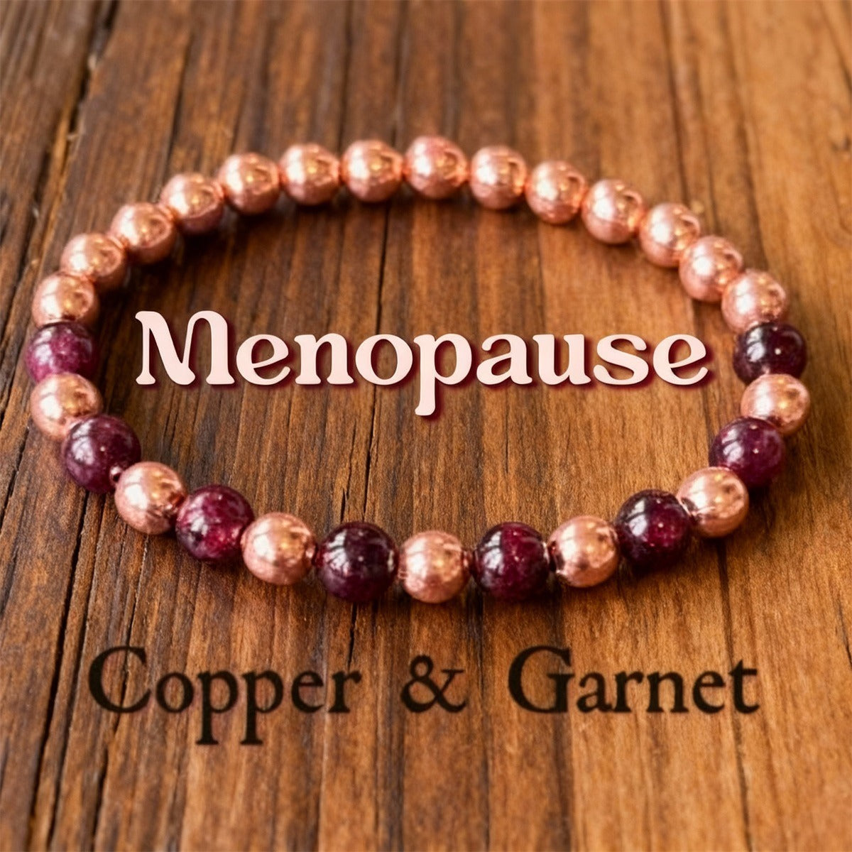 2pcs Menopause Support Bracelet - Copper & Garnet Crystal Healing Jewelry for Hormonal Balance, Hot Flashes & Emotional Wellness