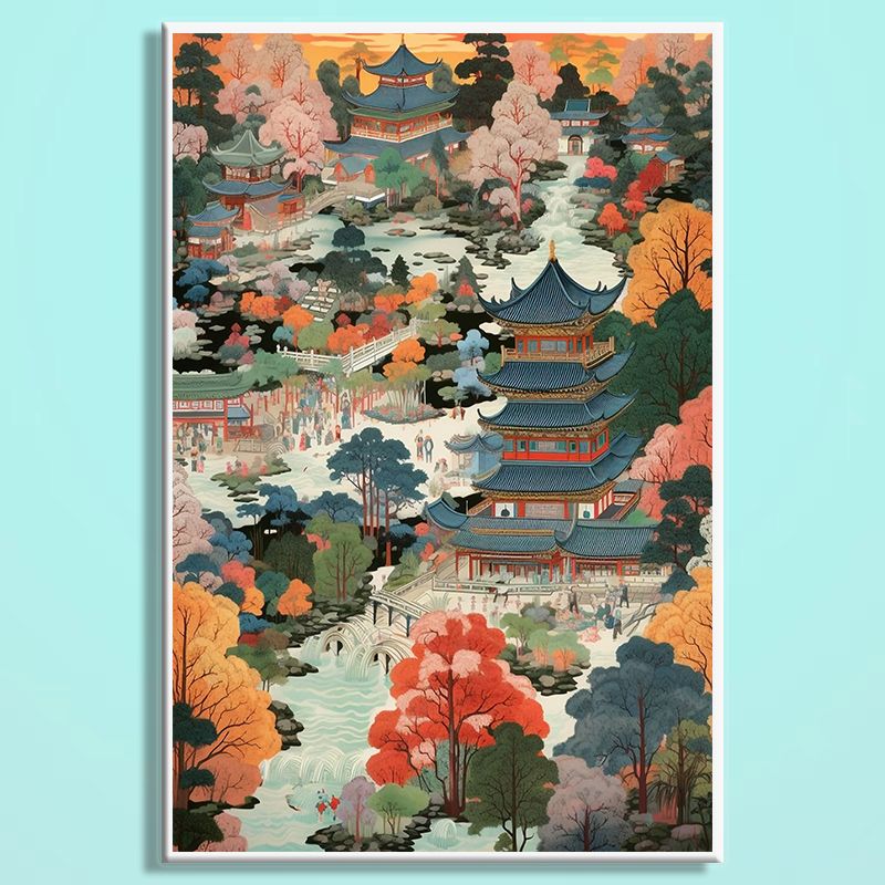 Chinese Aesthetic Wooden Jigsaw Puzzle – Song Dynasty Landscape Puzzle, Traditional Chinese Art Puzzle, Oriental Wooden Wall Decor For Adults