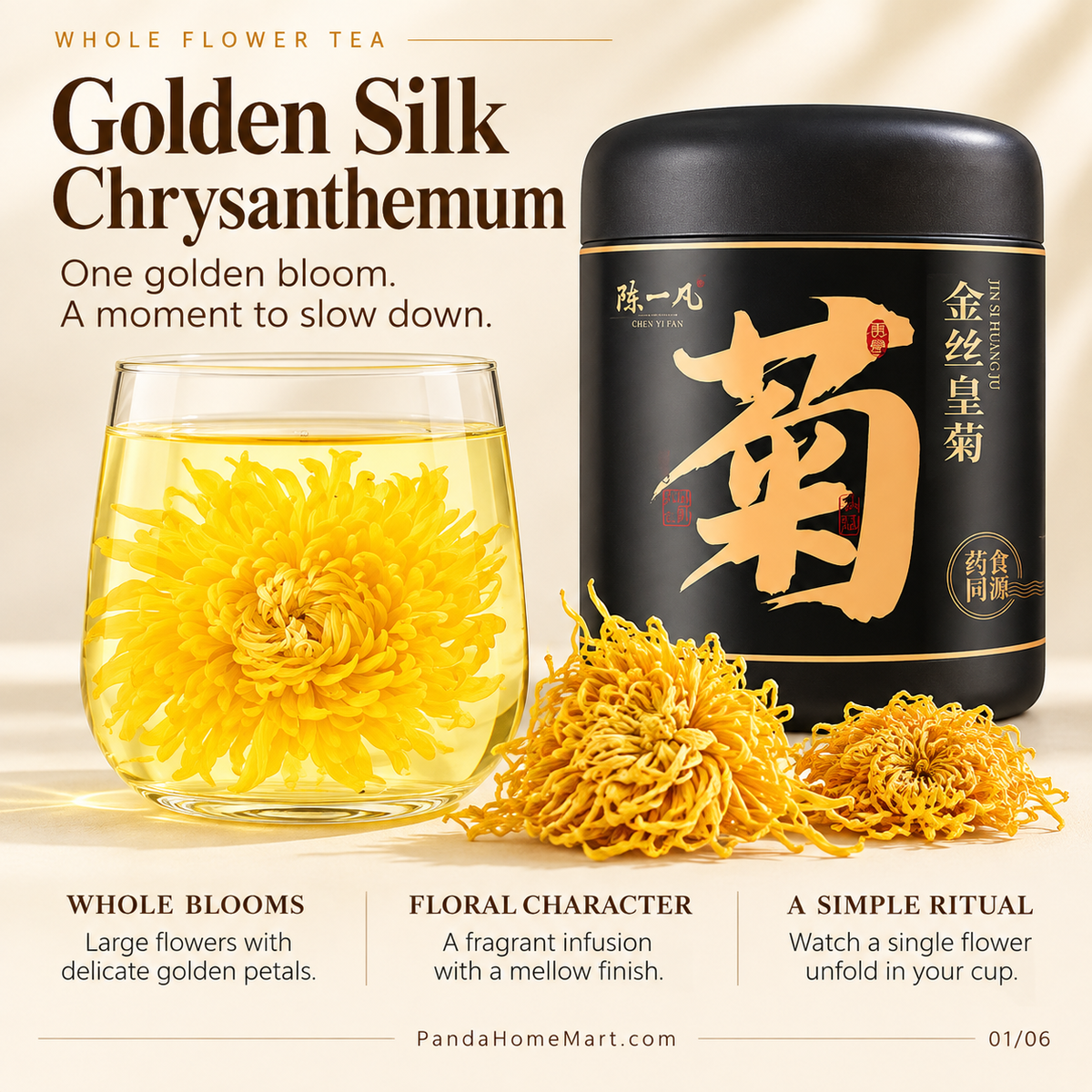 Golden Silk Imperial Chrysanthemum Tea 25g Whole Dried Flowers