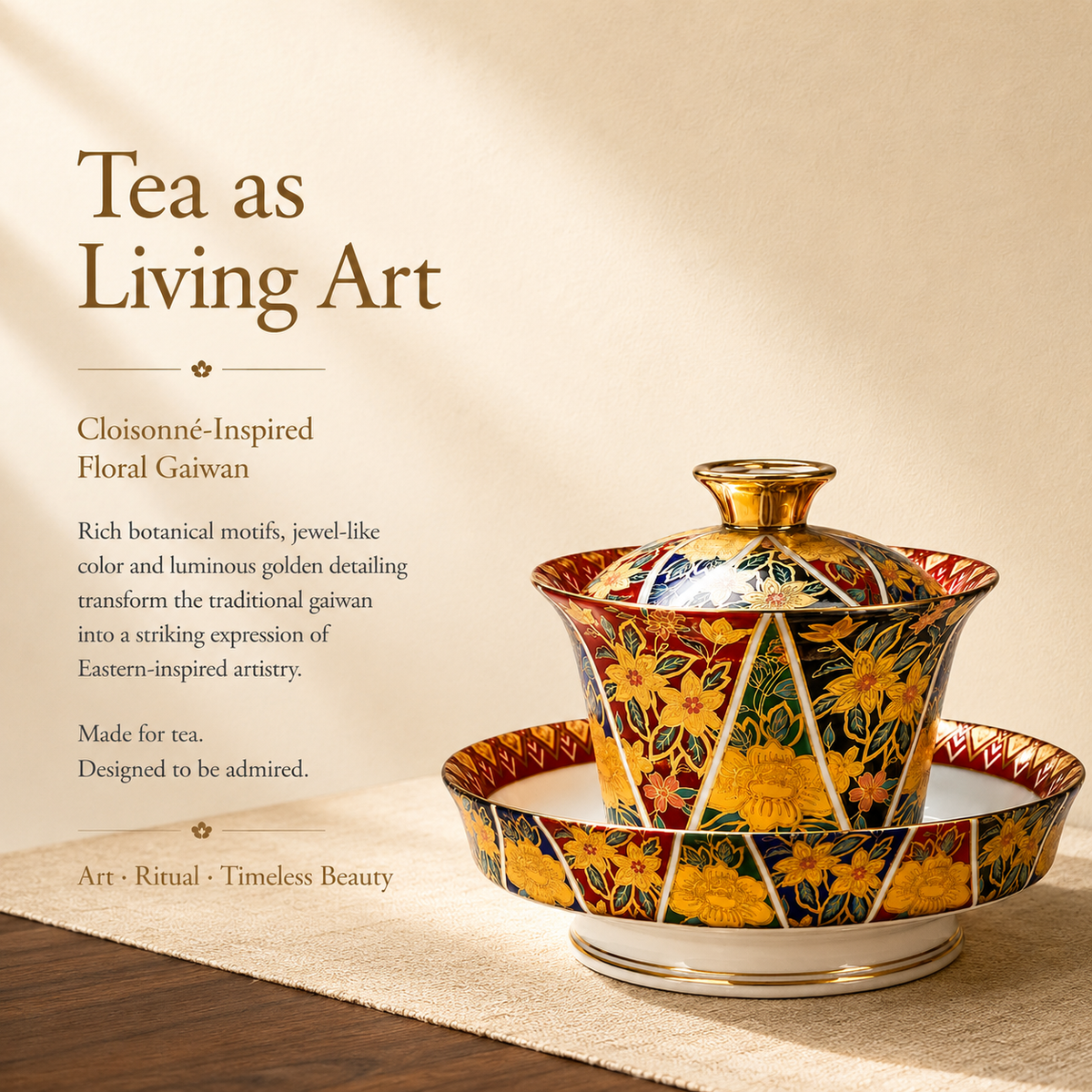 Cloisonné-Inspired Enamel Gaiwan – 200 mL
