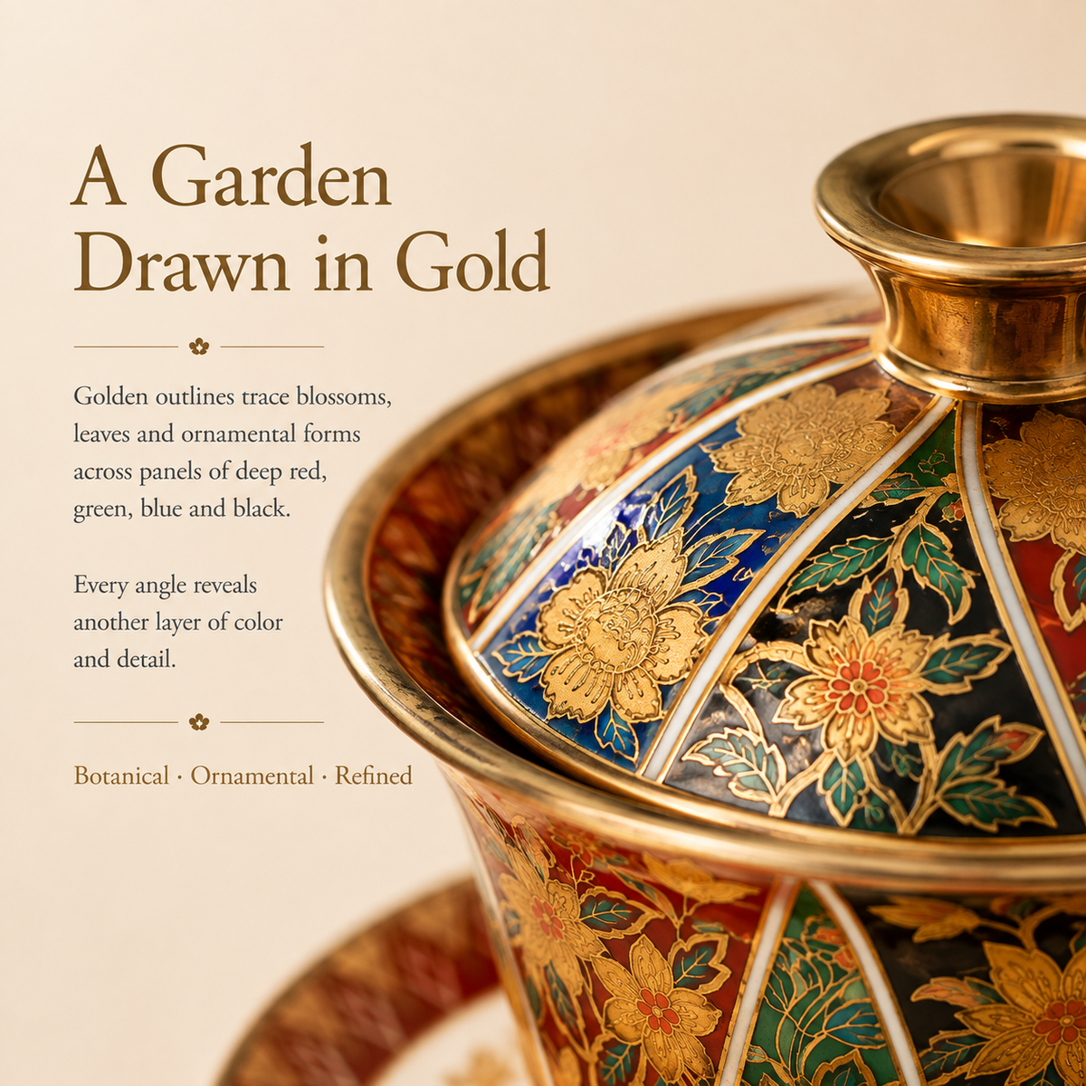 Cloisonné-Inspired Enamel Gaiwan – 200 mL