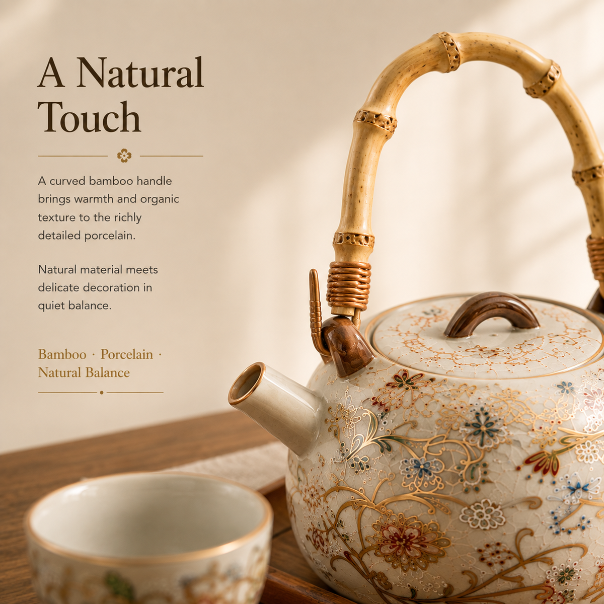 Flourishing Garden Ceramic Tea Set – Teapot 4 Cups & Tray