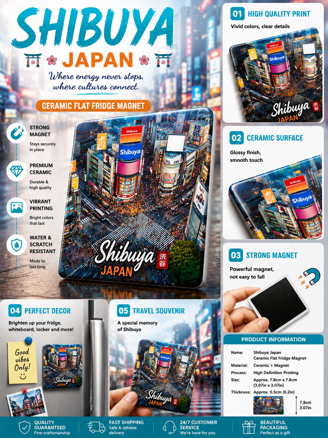 Shibuya Japan Ceramic Fridge Magnet