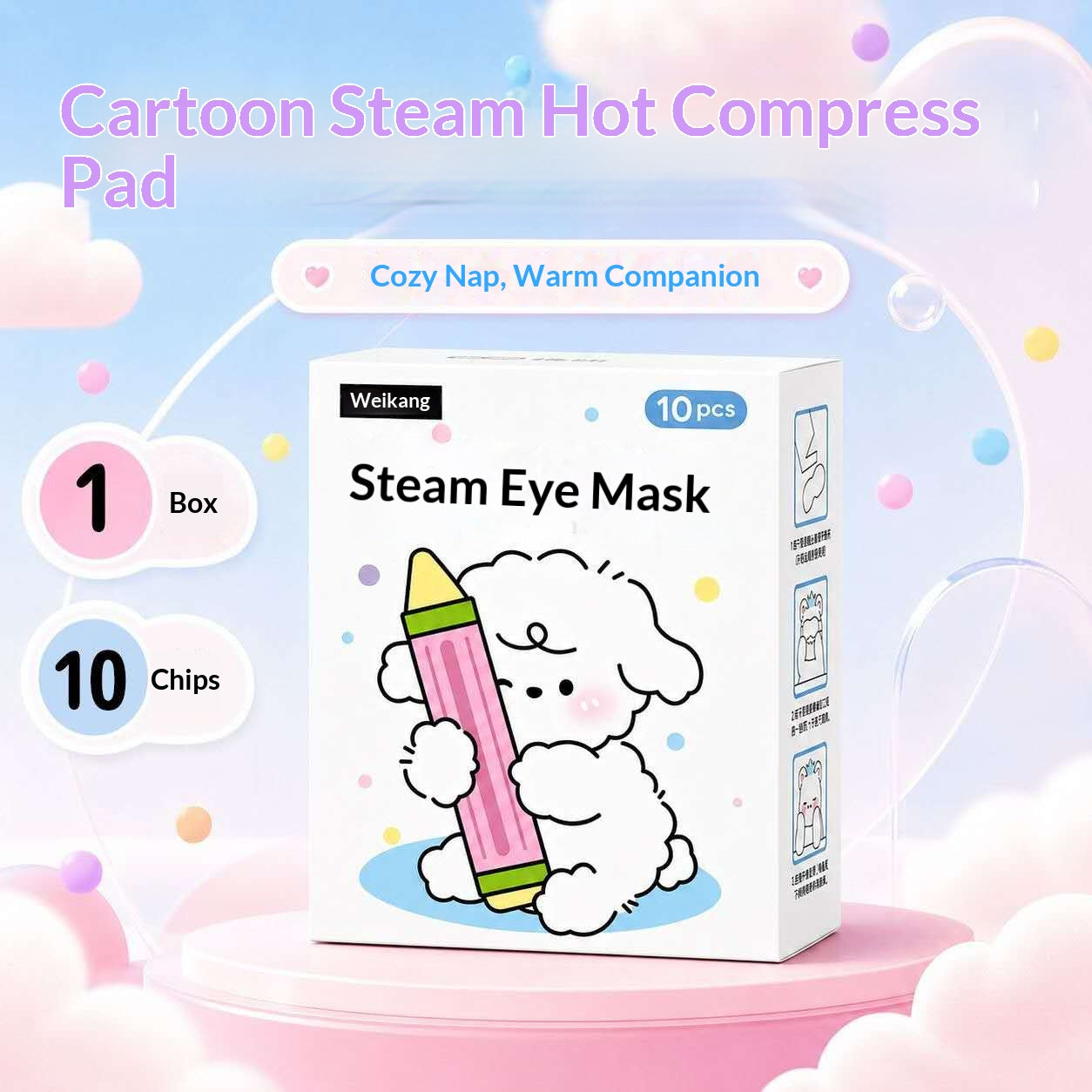 Cute Steam Eye Mask for Sleep & Eye Relaxation – Self Heating Warm Eye Mask for Kids, Students, Screen Users & Bedtime Self Care