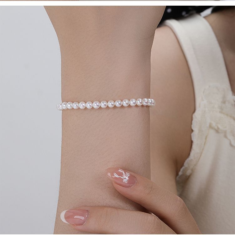 Natural Freshwater Baby Pearl Bracelet – S925 Silver Minimalist Pearl Jewelry for Women, Elegant Quiet Luxury Bracelet, Delicate Healing Gift