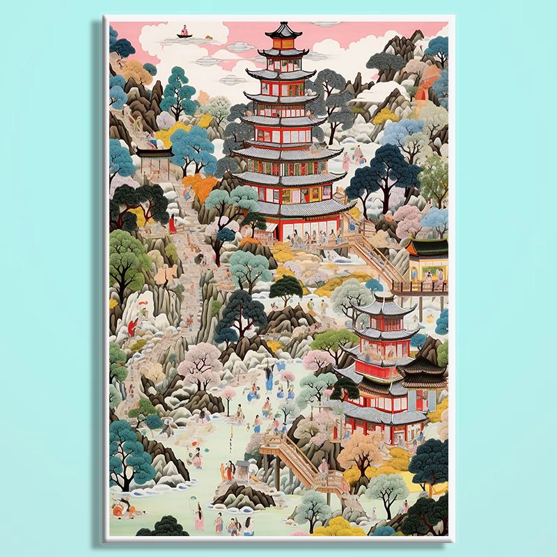 Chinese Aesthetic Wooden Jigsaw Puzzle – Song Dynasty Landscape Puzzle, Traditional Chinese Art Puzzle, Oriental Wooden Wall Decor For Adults