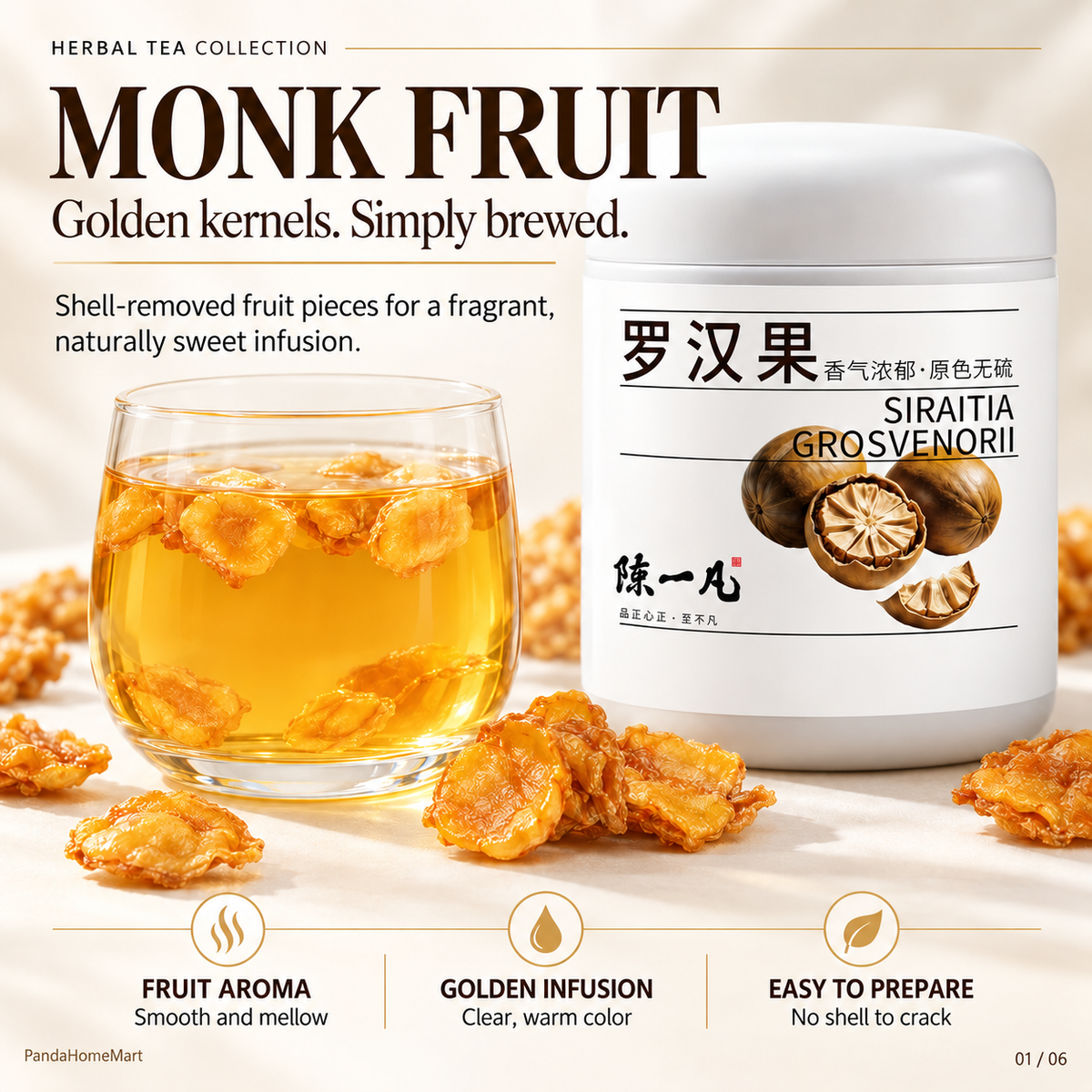 Monk Fruit Luo Han Guo 90g Shell Removed Dried Fruit