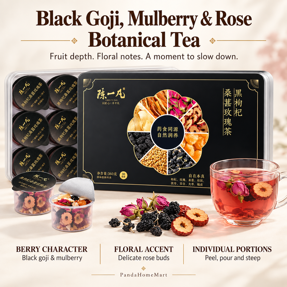 Black Goji, Mulberry & Rose Tea Pods™ — 30 Pods