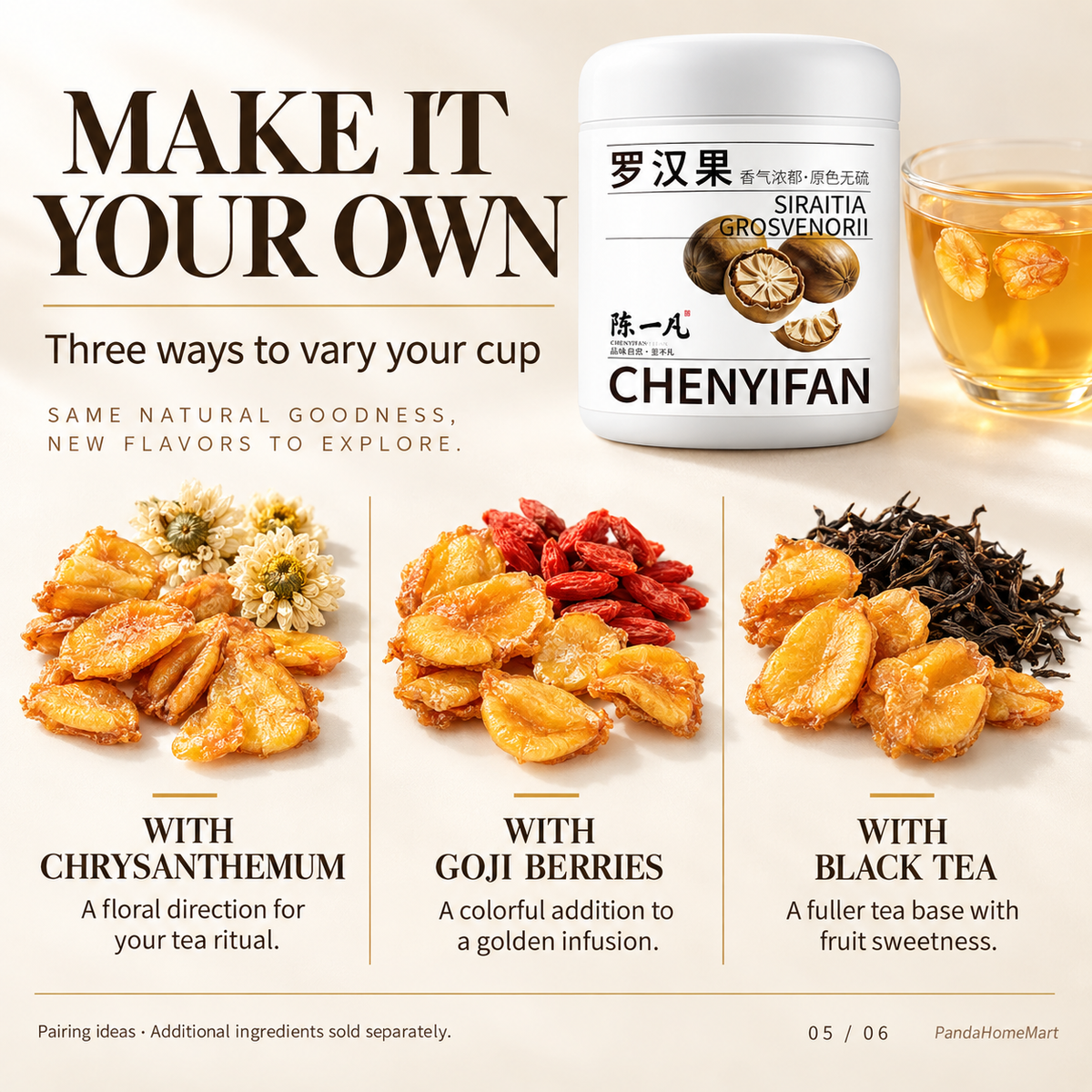Dried Monk Fruit Pieces for Botanical Infusions and Tea Pairings