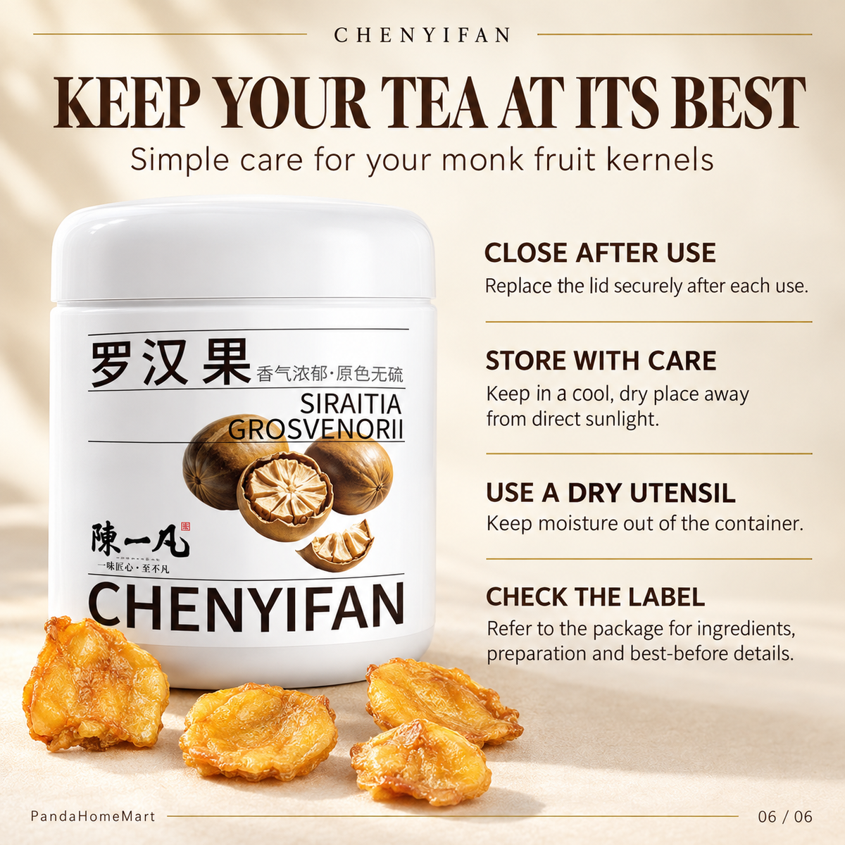 PandaHomeMart Monk Fruit Luo Han Guo 90g Container