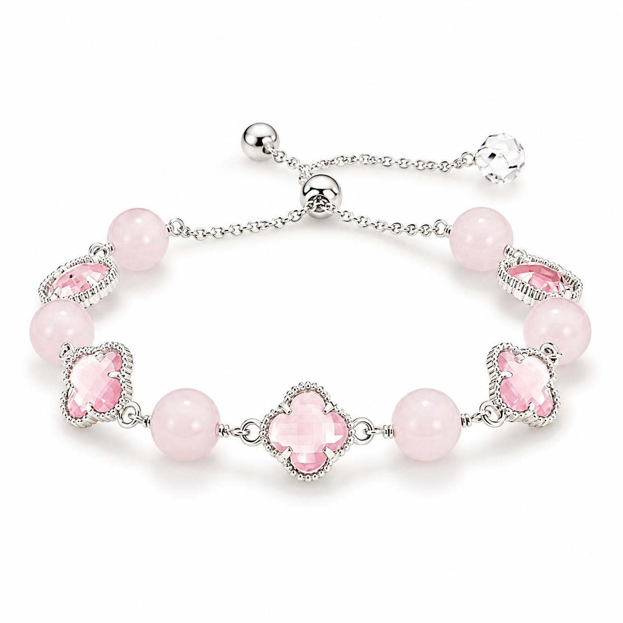 Rose Quartz Four-Leaf Clover Bracelet