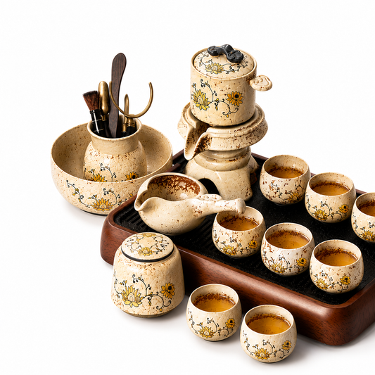 Golden Lotus Automatic Flowing Gongfu Tea Set™ | Luxury Chinese Tea Ceremony Set with Waterfall Design