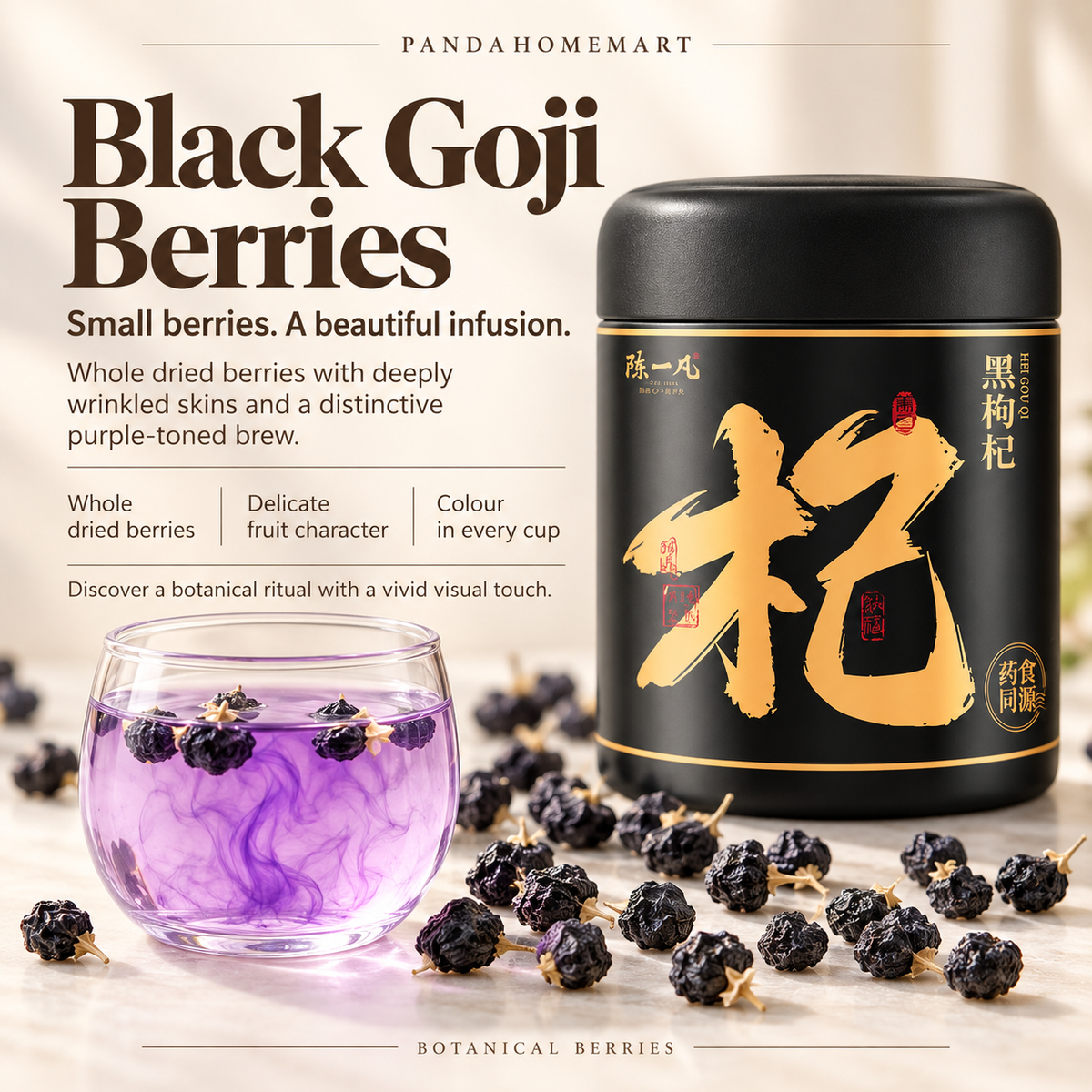 Black Goji Berries 120g Whole Dried Berries