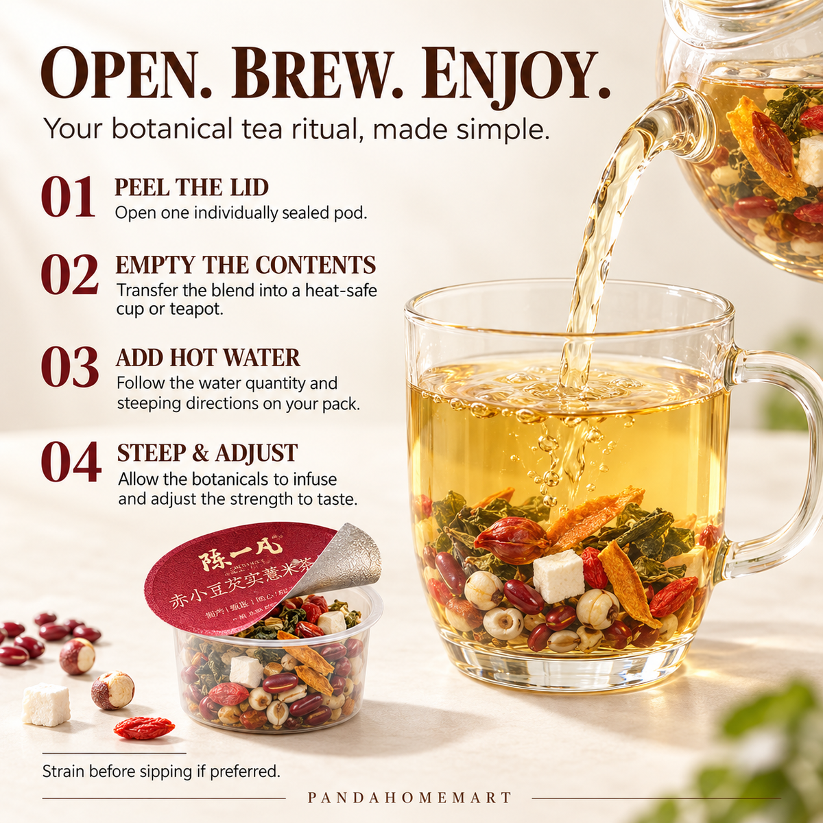 Red Bean, Coix Seed & Poria Tea Pods™ — 30 Pods