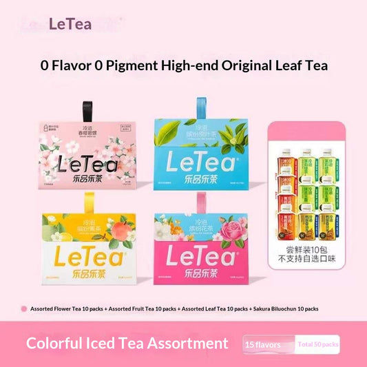 LeTea Cold Brew Tea Variety Pack – 15 Flavor Oriental Wellness Tea Collection | Floral, Fruit & Original Leaf Tea Bags 50-Pack