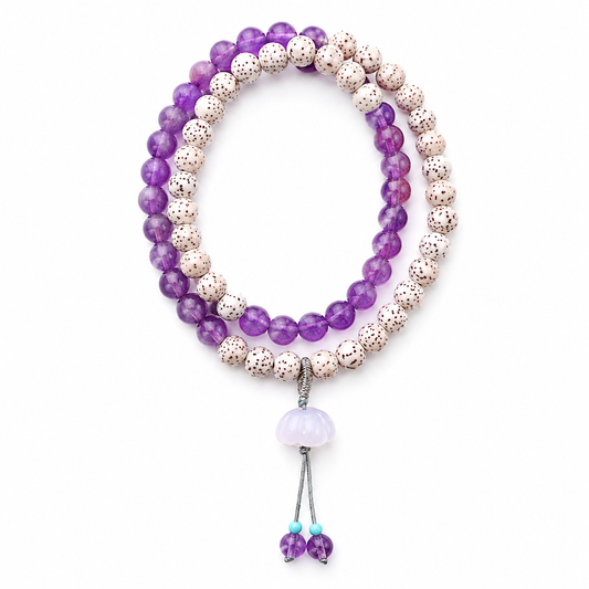 Amethyst & Bodhi Seed Meditation Mala