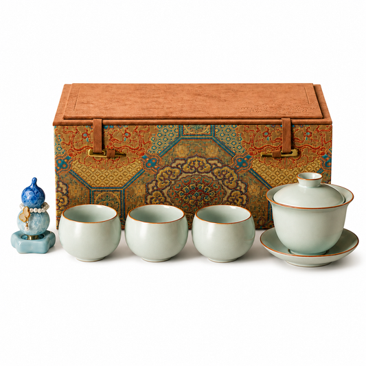 Red Rock Heritage Tea Cup & Gaiwan Set™ | Traditional Chinese Gongfu Tea Set with Luxury Gift Box