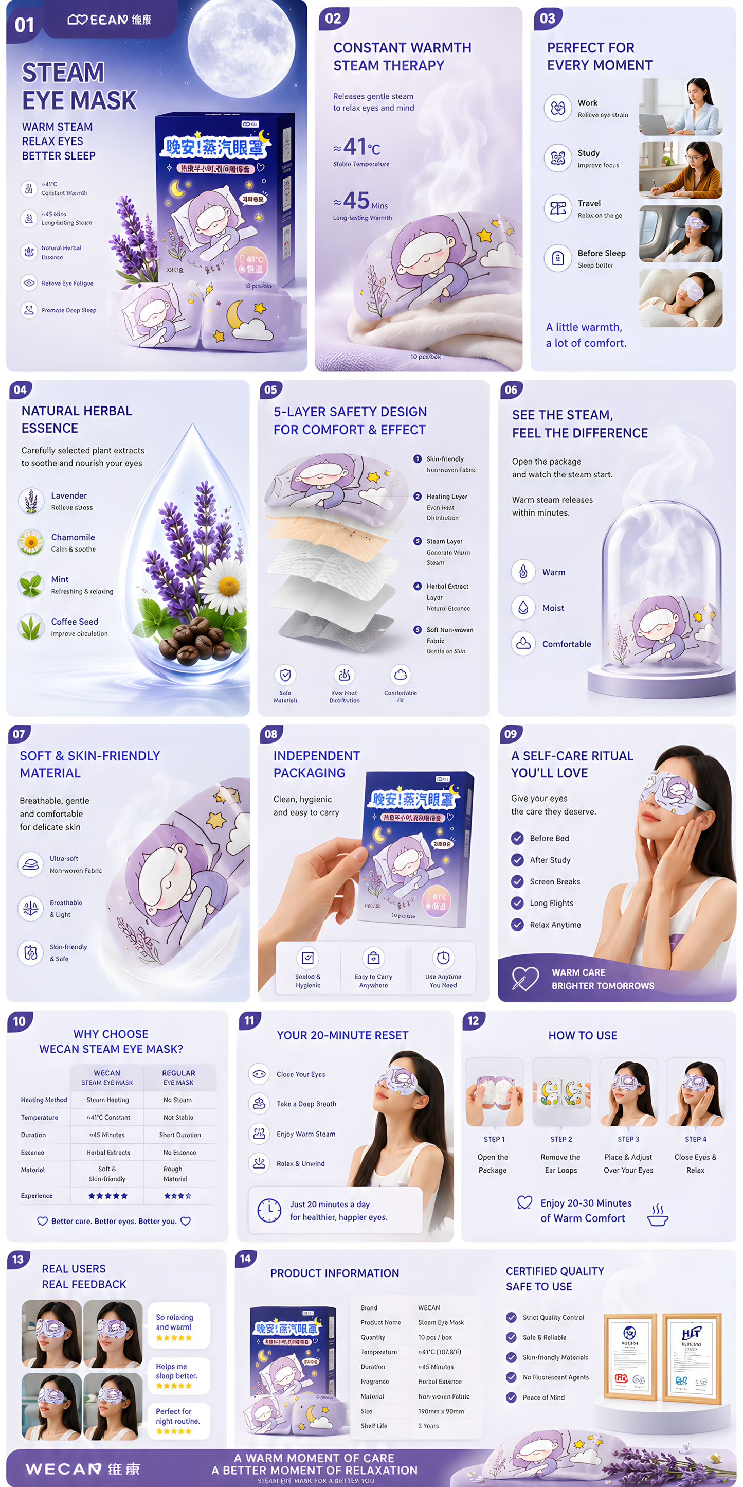 Good Night Steam Eye Mask – Self Heating Eye Mask for Sleep, Relaxation, Travel & Digital Eye Fatigue Relief