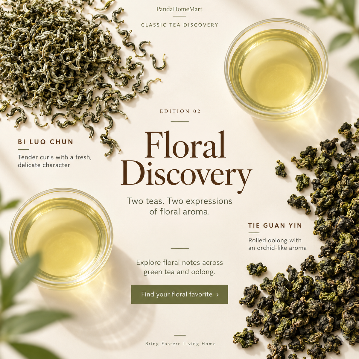 Loose Leaf Tea Subscription with Bi Luo Chun Green Tea and Tie Guan Yin Oolong Tea