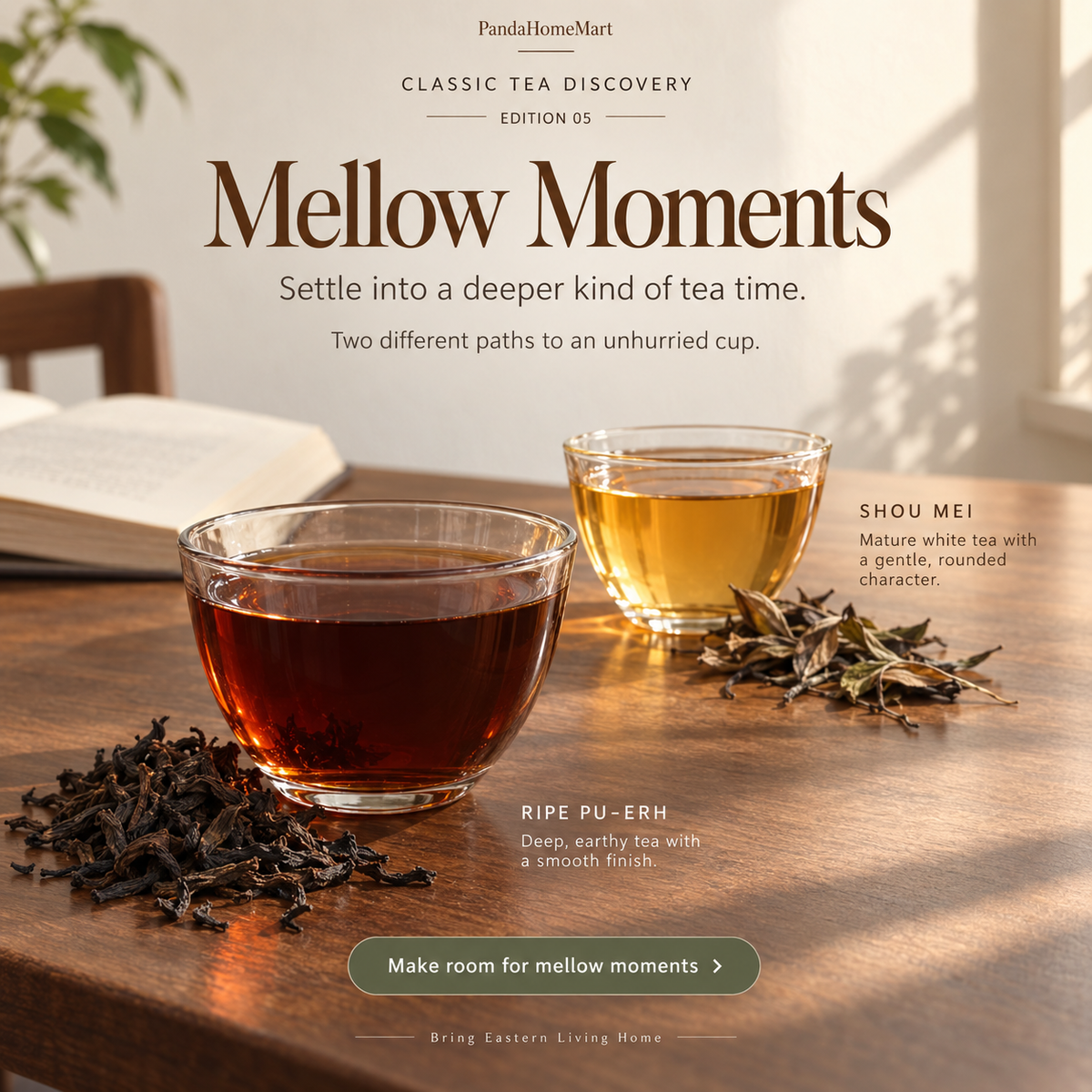 Chinese Loose Leaf Tea Subscription with Shou Mei White Tea and Ripe Pu-erh Tea