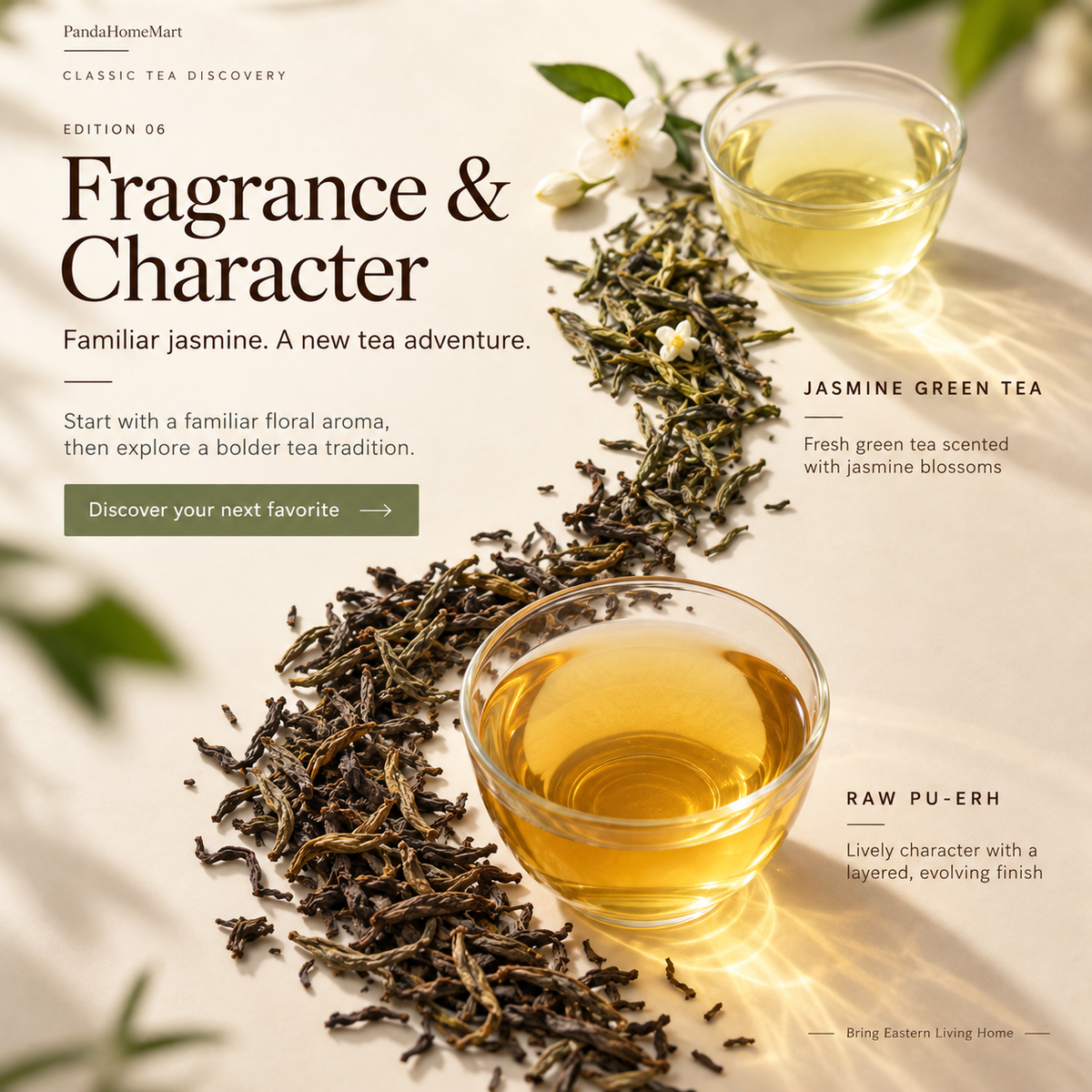 Chinese Tea Subscription with Jasmine Green Tea and Raw Pu-erh Tea