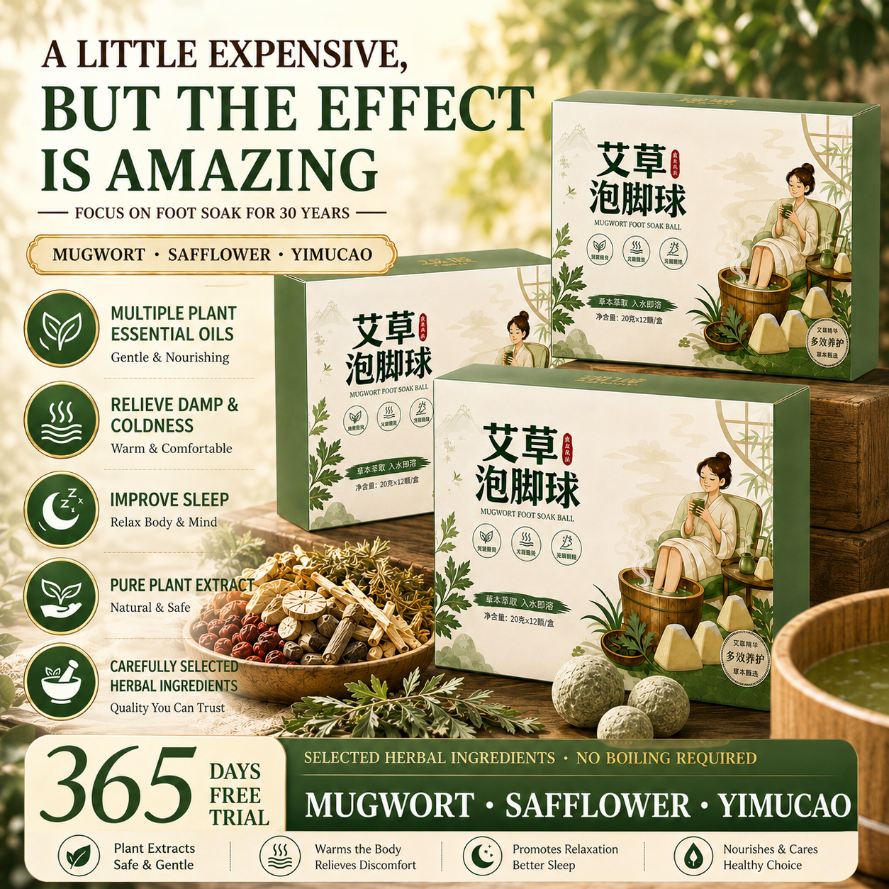 Mugwort Herbal Foot Soak Balls™ Small Rituals • Deep Relaxation • Ancient Oriental Wellness