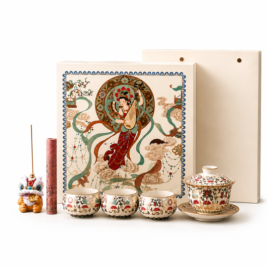 Dunhuang Flying Apsaras Gaiwan Tea Gift Set™ – Luxury Chinese Tea Ceremony Set with Gift Box