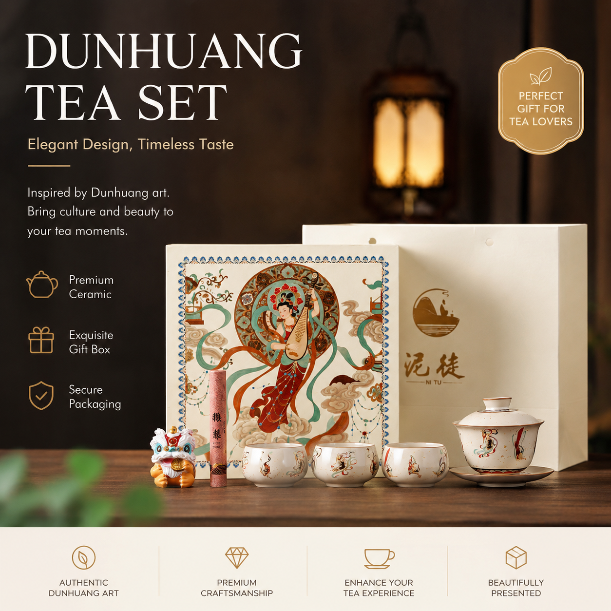 Dunhuang Flying Apsaras Gaiwan Tea Set™ | Traditional Chinese Tea Ceremony Gift Set