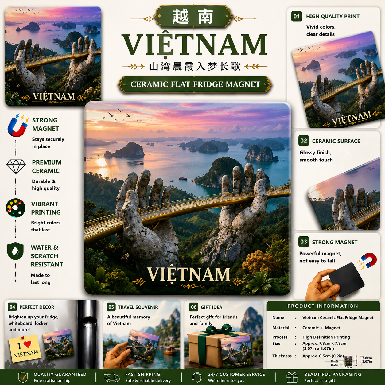 Vietnam Golden Bridge Ceramic Fridge Magnet