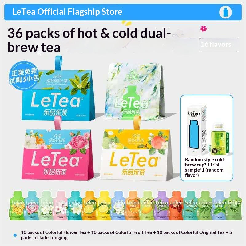 LeTea Premium Oriental Tea Gift Set – 16 Flavor Cold Brew & Hot Brew Tea Collection for Self-Care & Wellness